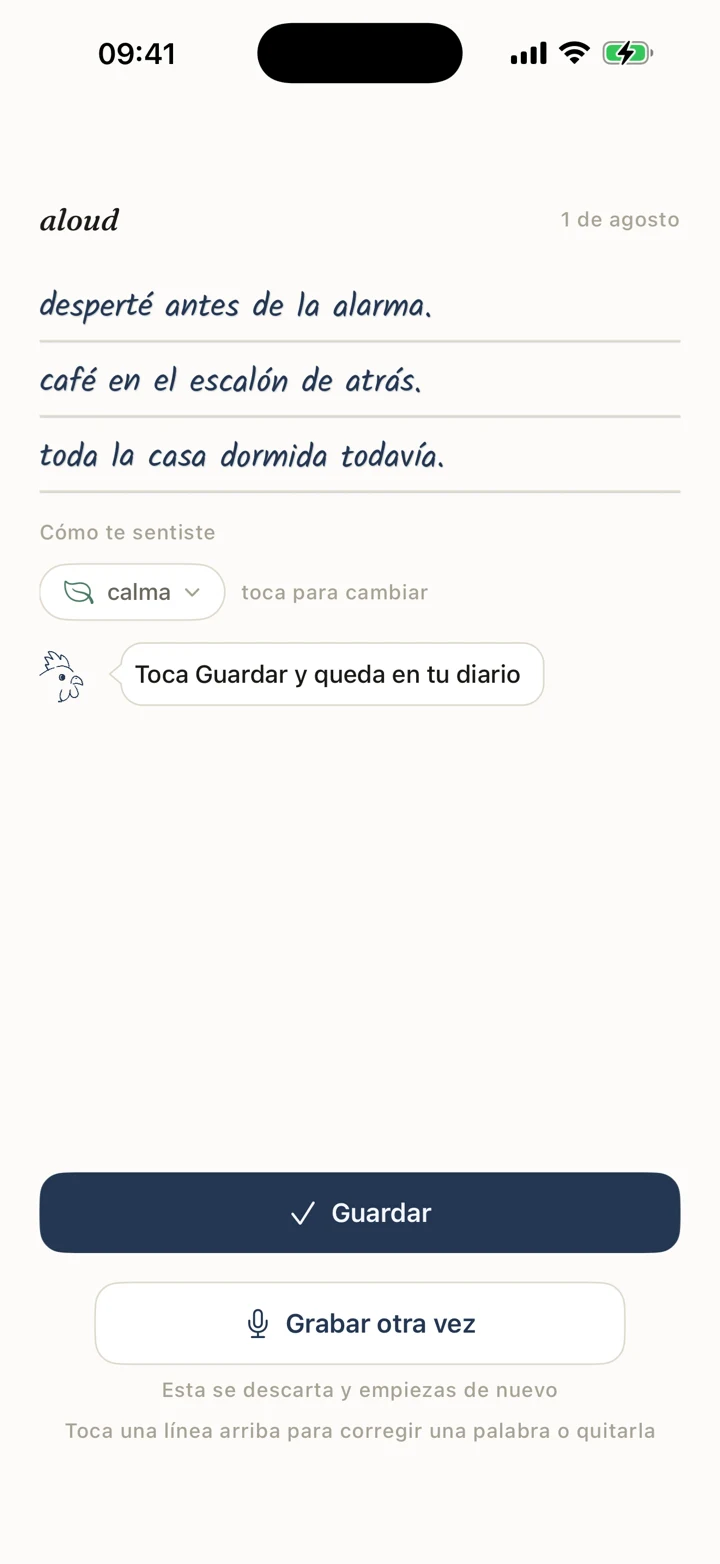 Unas líneas escritas a mano, recién dichas