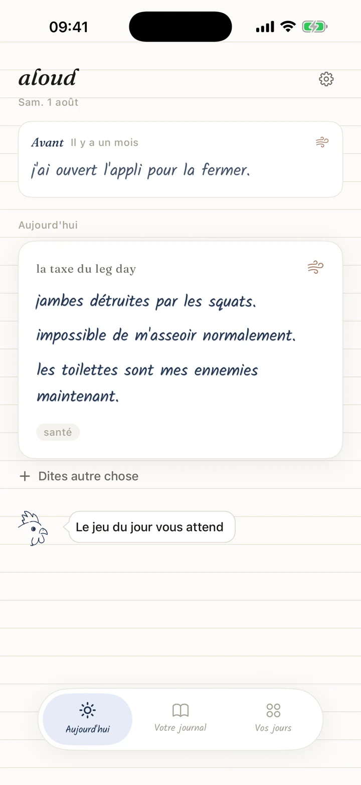 Aujourd’hui, avec l’entrée du jour